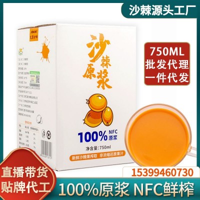 100%沙棘原浆 750ml袋装 含果油沙棘果汁批发代理沙棘汁一件代发