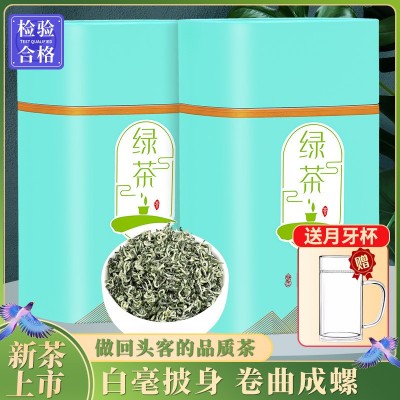 绿茶2022新茶碧螺春茶毛尖茶日照高山云雾茶叶散装罐装浓香250克