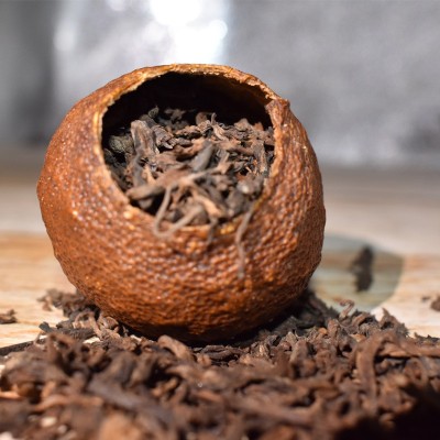 新会天马大红柑 云南12年老树宫廷普洱熟茶橘普茶 自然生晒柑普茶
