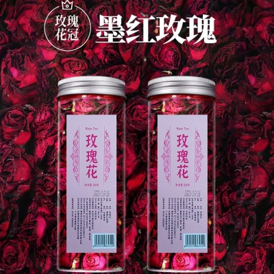 沁花苑 玫瑰花冠墨红玫瑰花茶女生茶养生茶颜值平阴玫瑰50g罐装