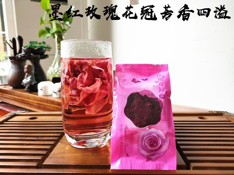 墨红玫瑰花冠茶