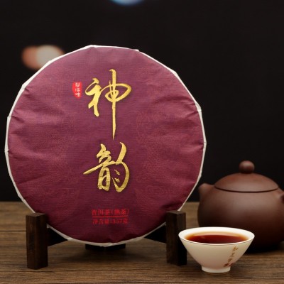 普洱茶饼 神韵357g 普洱熟茶 普洱茶 浓香型手工茶叶 汤色明亮