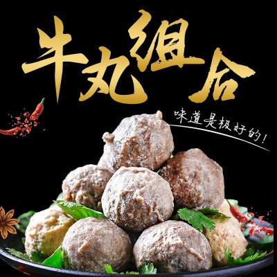 潮州牛肉丸潮汕牛筋丸火锅食材麻辣烫食材烧烤冷冻丸子真空厂家发