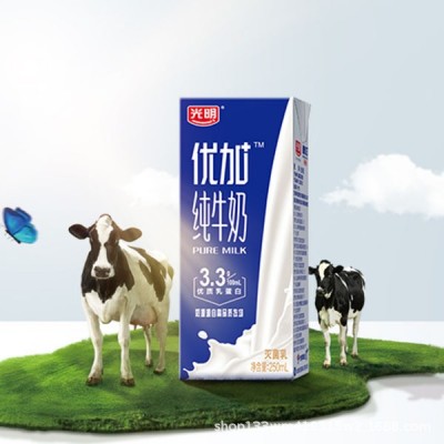 光明优加纯牛奶250ml*12盒整箱钻石装学生成人营养早餐奶批发