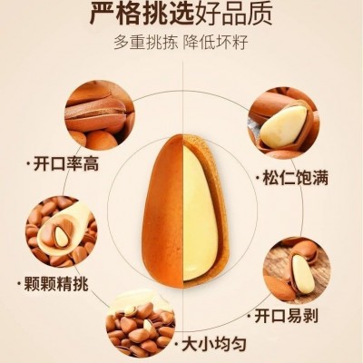 东北大松子大颗粒批发薄皮油炸松籽手剥开口松子散装干果厂家直销
